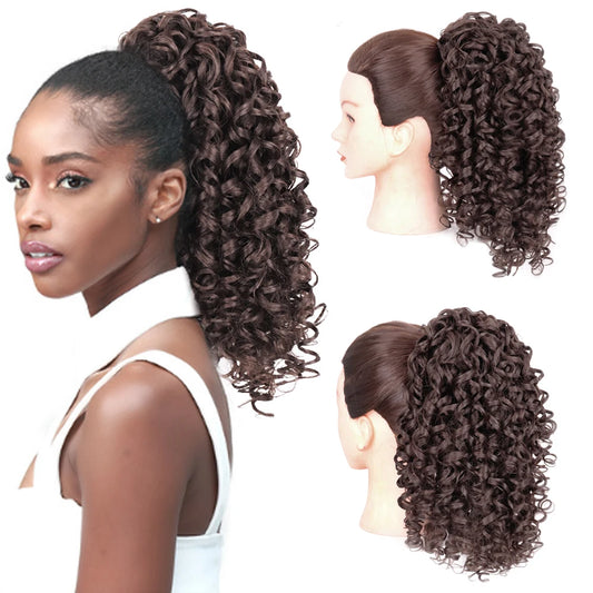 AZQUEEN Synthetic Hair Drawstring Puff Ponytail Kinky Curly Clip-in Pony Extension For Black White Women